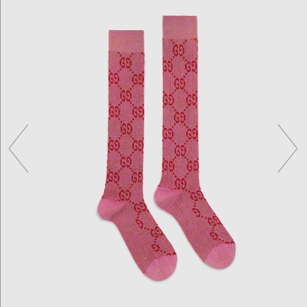 Pink/gold GUCCI glitter socks